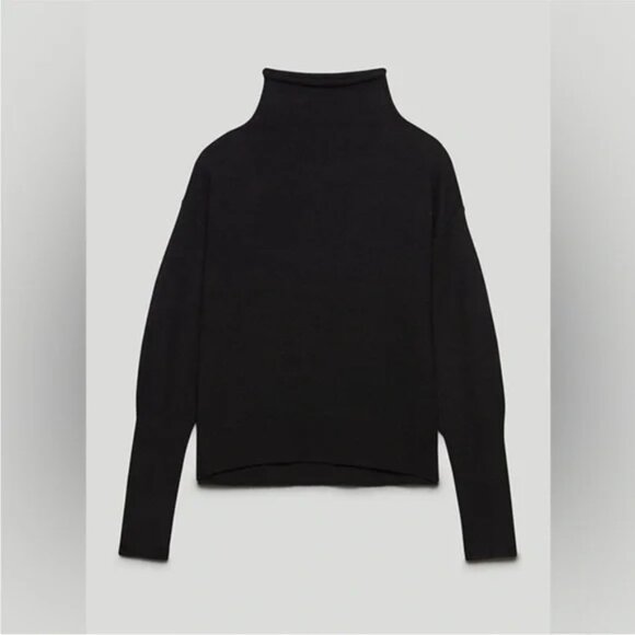 Aritzia Wilfred Cyprie Wool Turtleneck Sweater Mock Neck Black Size XS - Picture 2 of 7